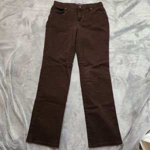 Gloria Vanderbilt Women's Size 4 Amanda Straight Jeans Brown Solid Cotton